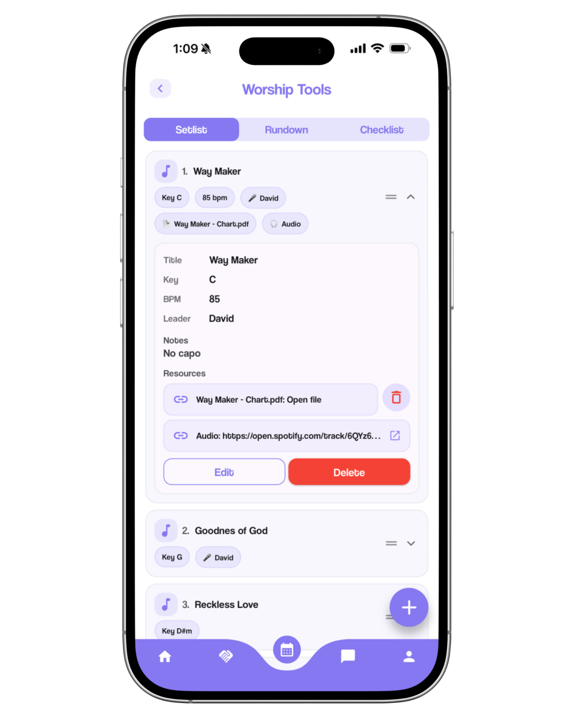 Groups screen in Ministry